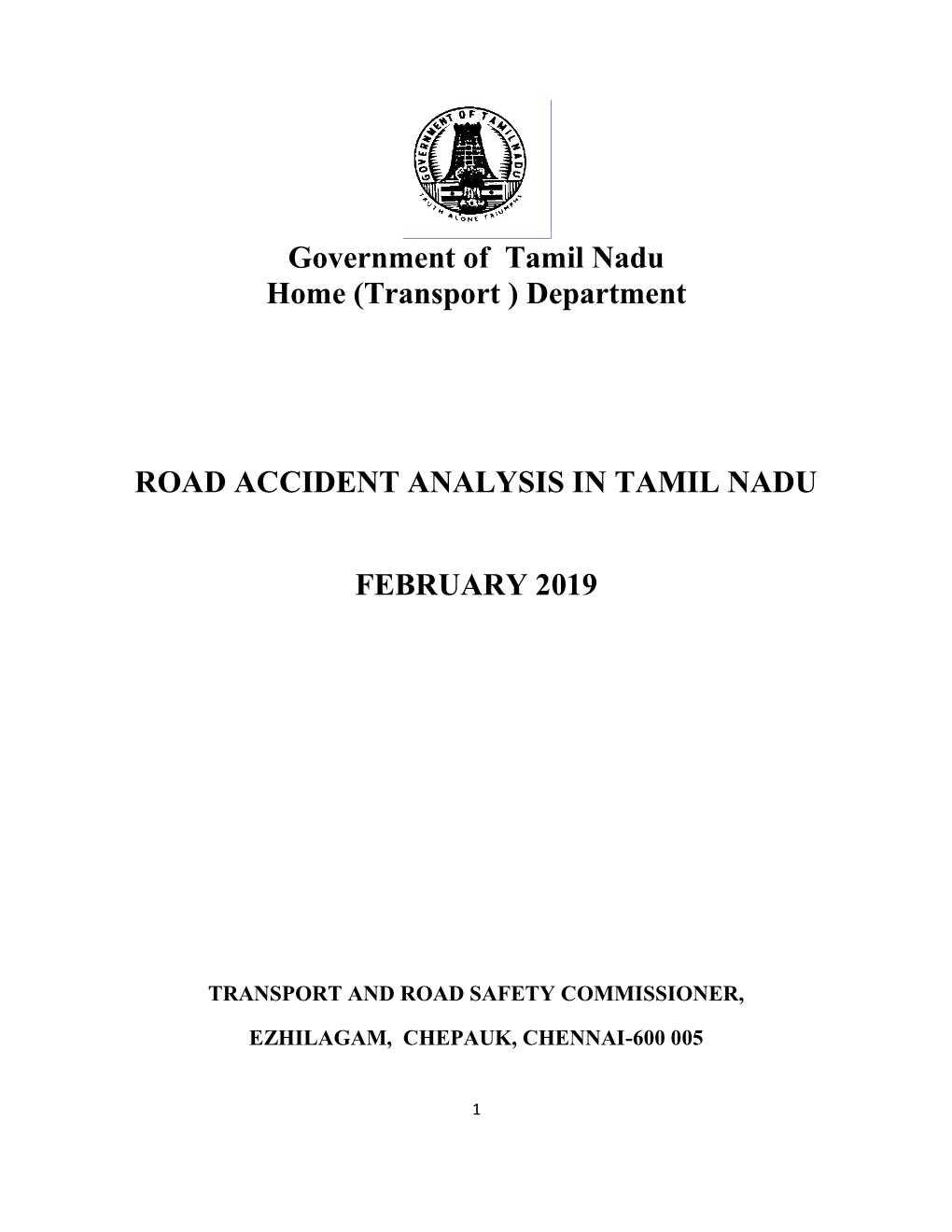 Department ROAD ACCIDENT ANALYSIS in TAMIL NADU