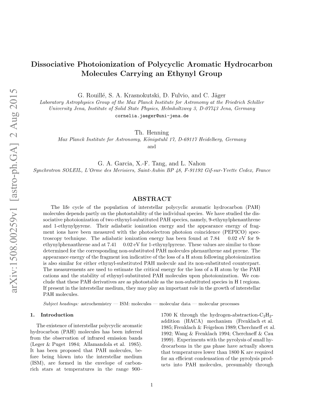 Dissociative Photoionization of Polycyclic Aromatic Hydrocarbon
