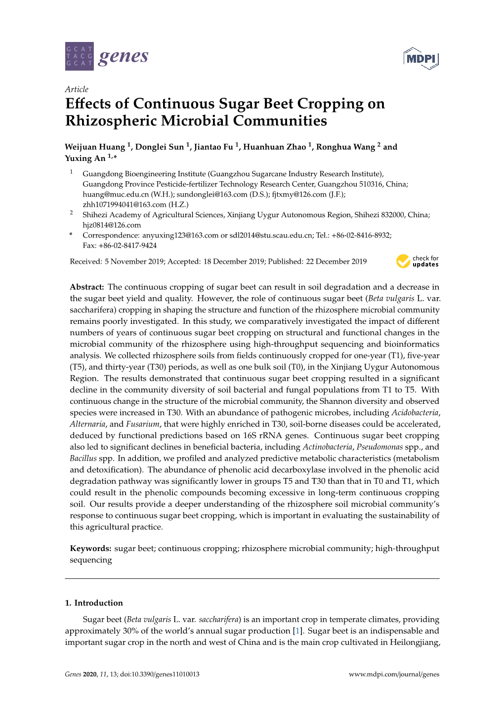 Effects of Continuous Sugar Beet Cropping on Rhizospheric