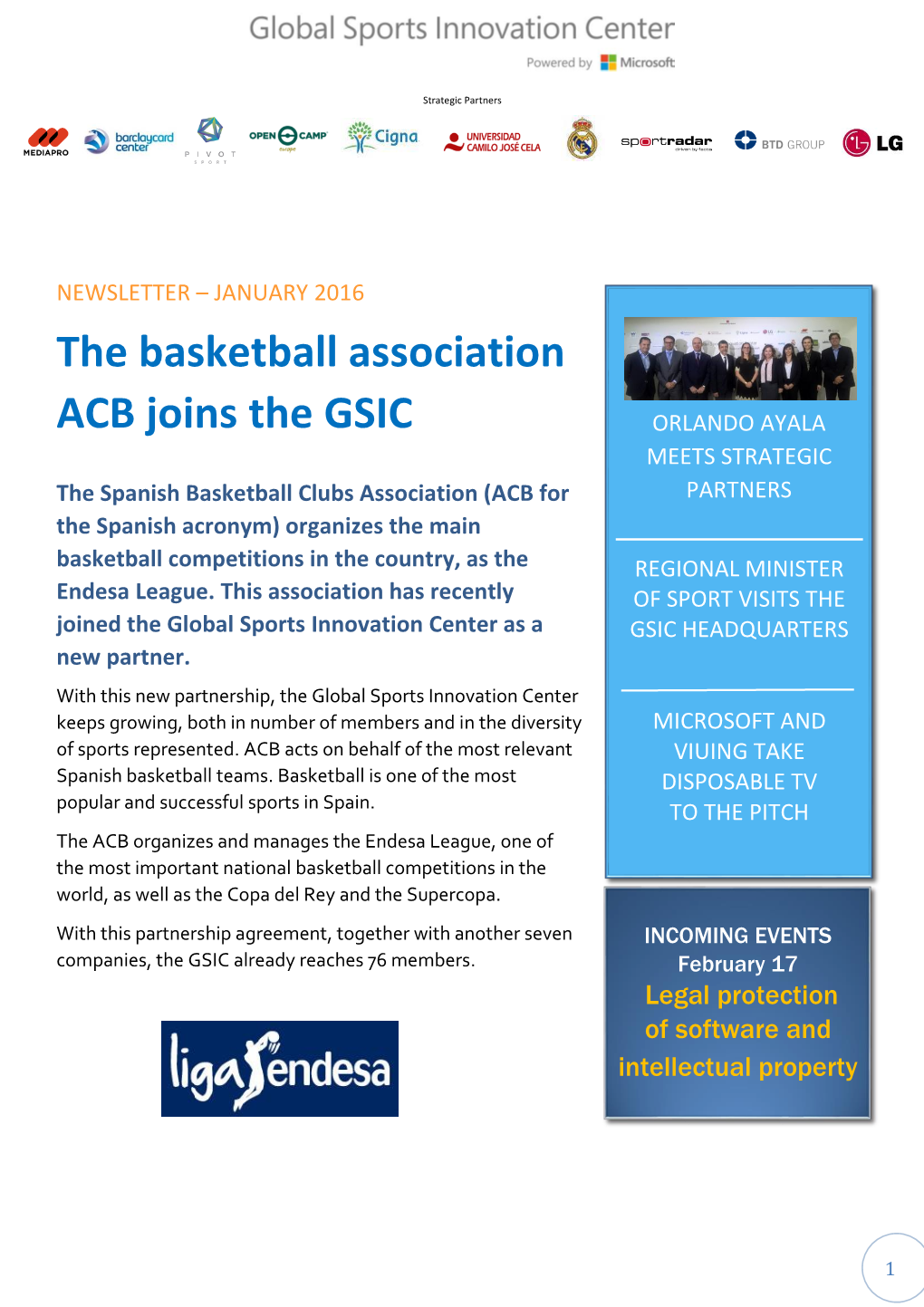 The Basketball Association ACB Joins the GSIC