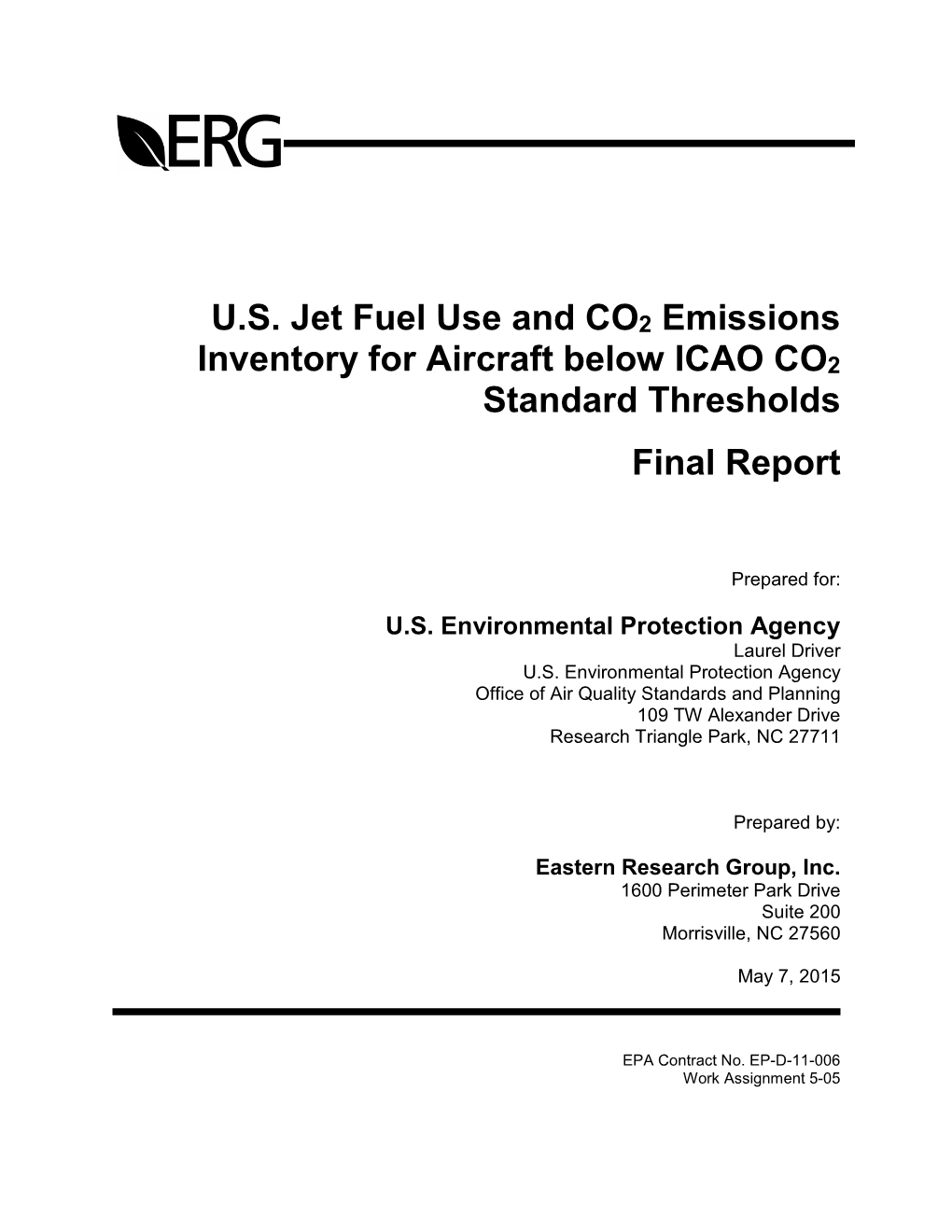 U.S. Jet Fuel Use and CO2 Emissions Inventory for Aircraft Below ICAO CO2 Standard Thresholds