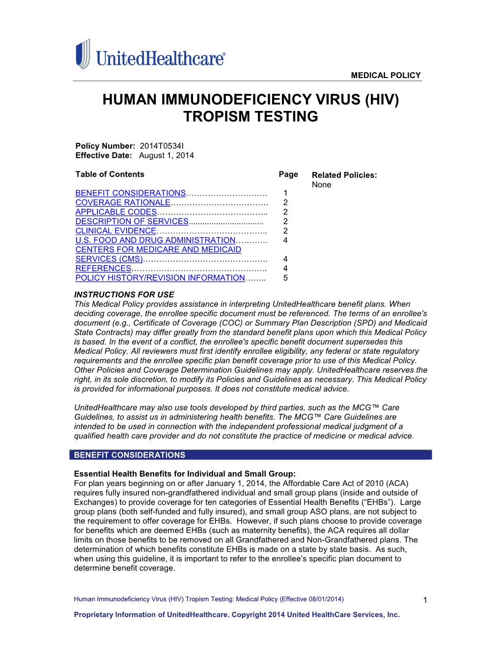 Human Immunodeficiency Virus (Hiv) Tropism Testing