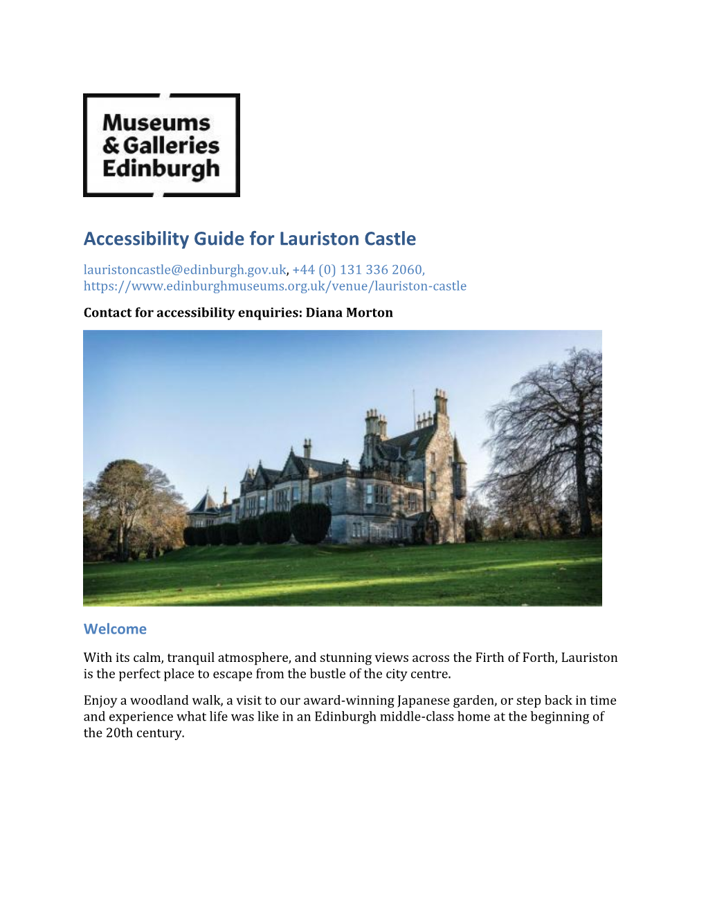 Download the Lauriston Castle Access Guide