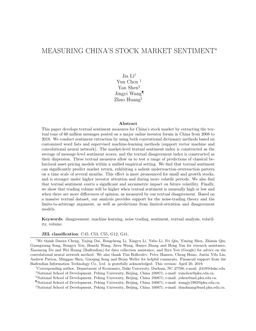Measuring China's Stock Market Sentiment
