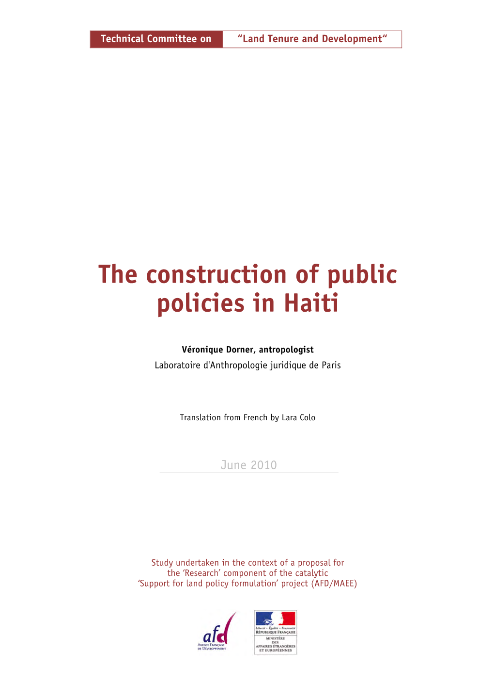 The Construction of Public Policies in Haiti