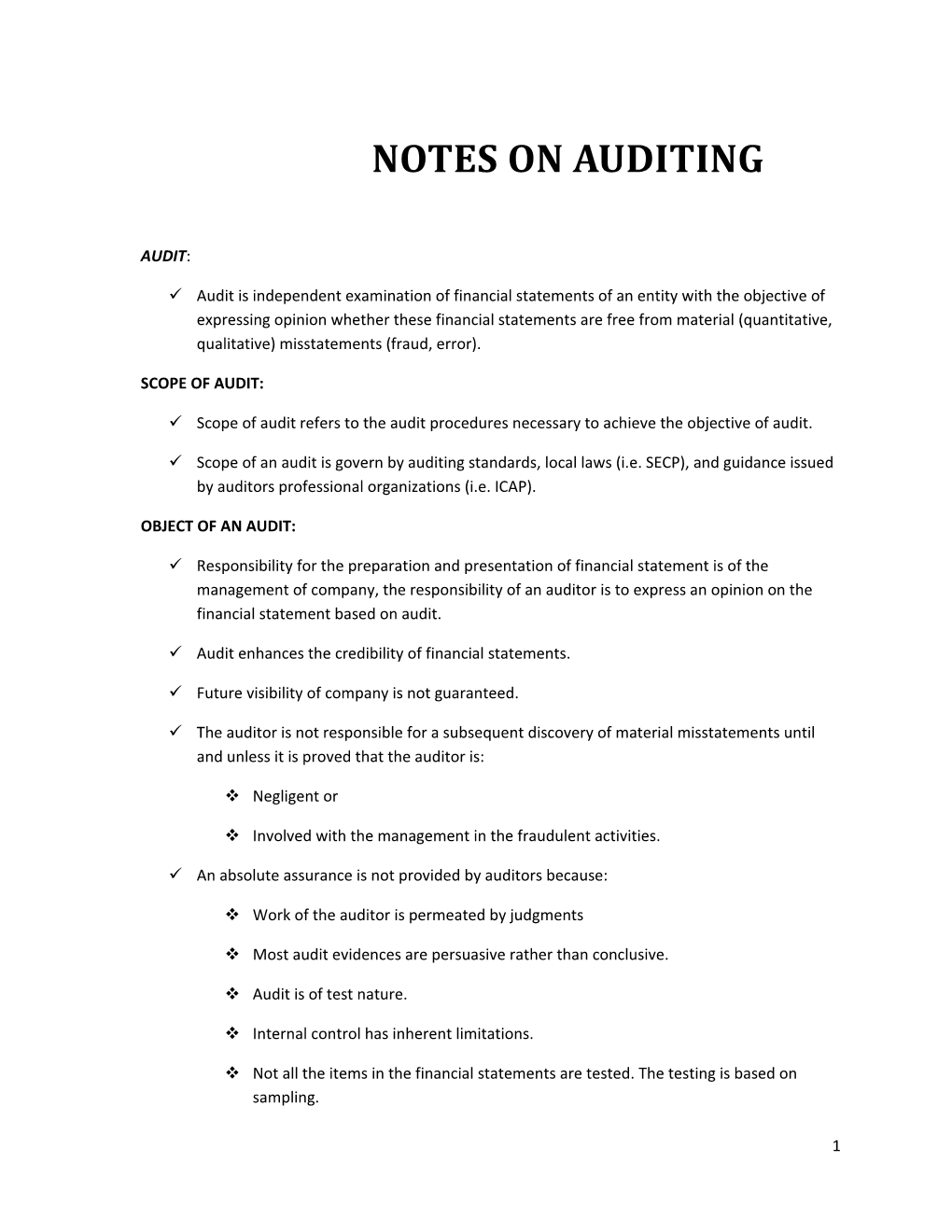 Notes on Auditing