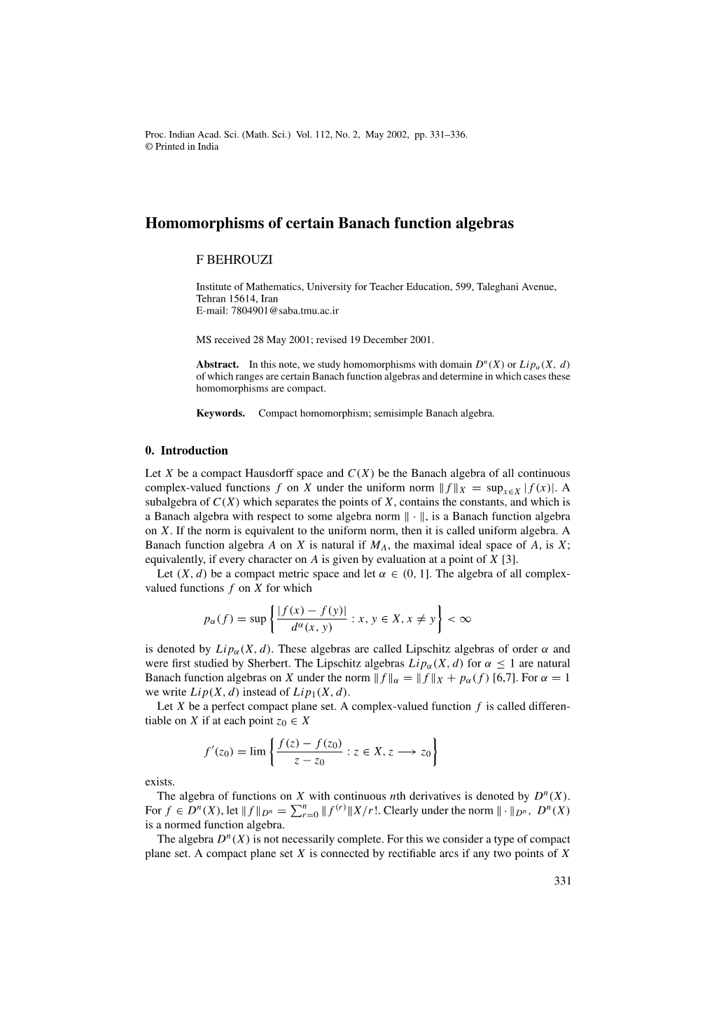 Homomorphisms of Certain Banach Function Algebras