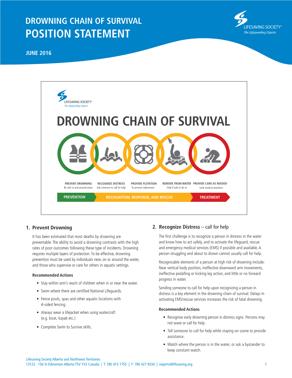 Drowning Chain of Survival Position Statement