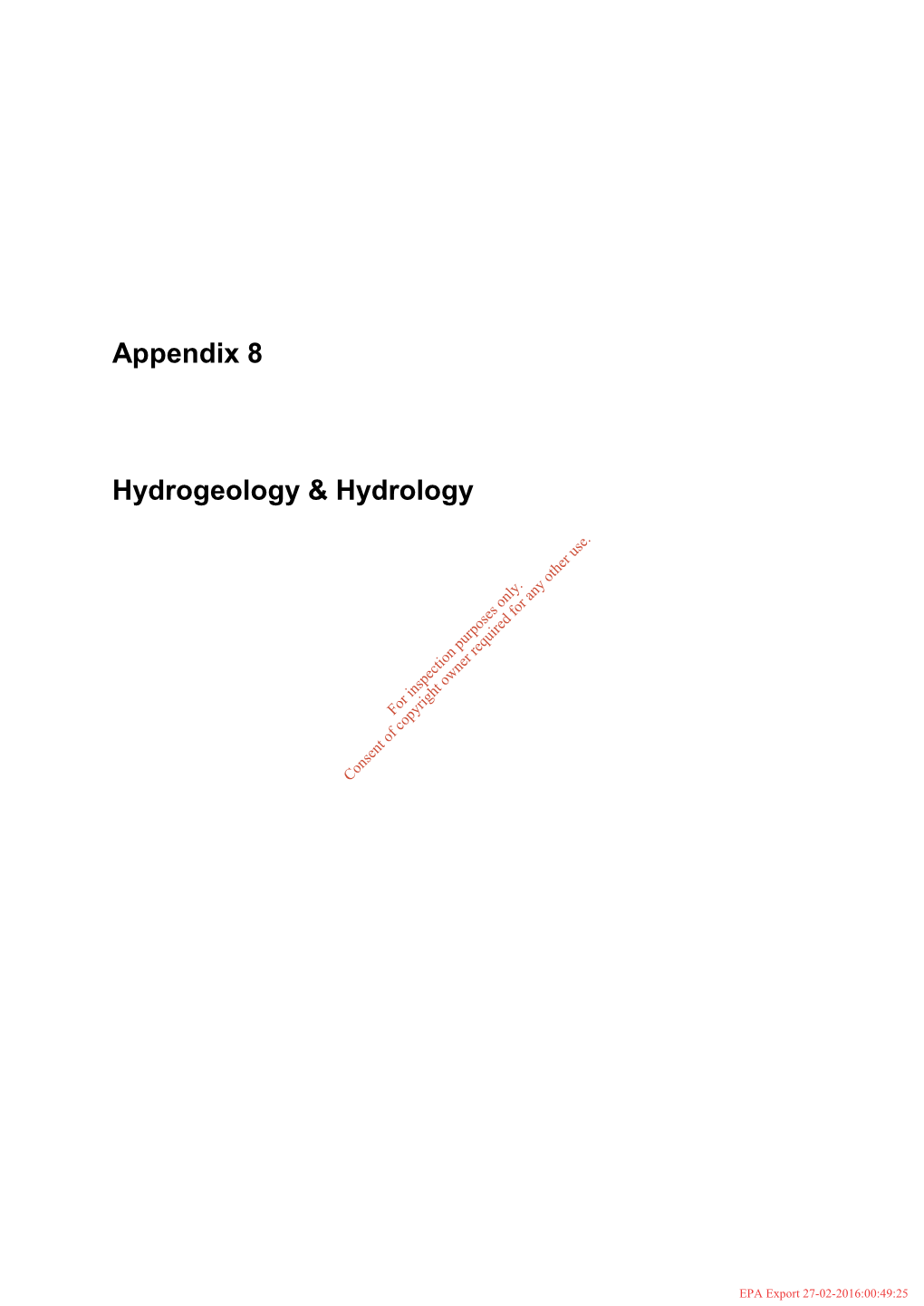 Appendix 8 Hydrogeology & Hydrology