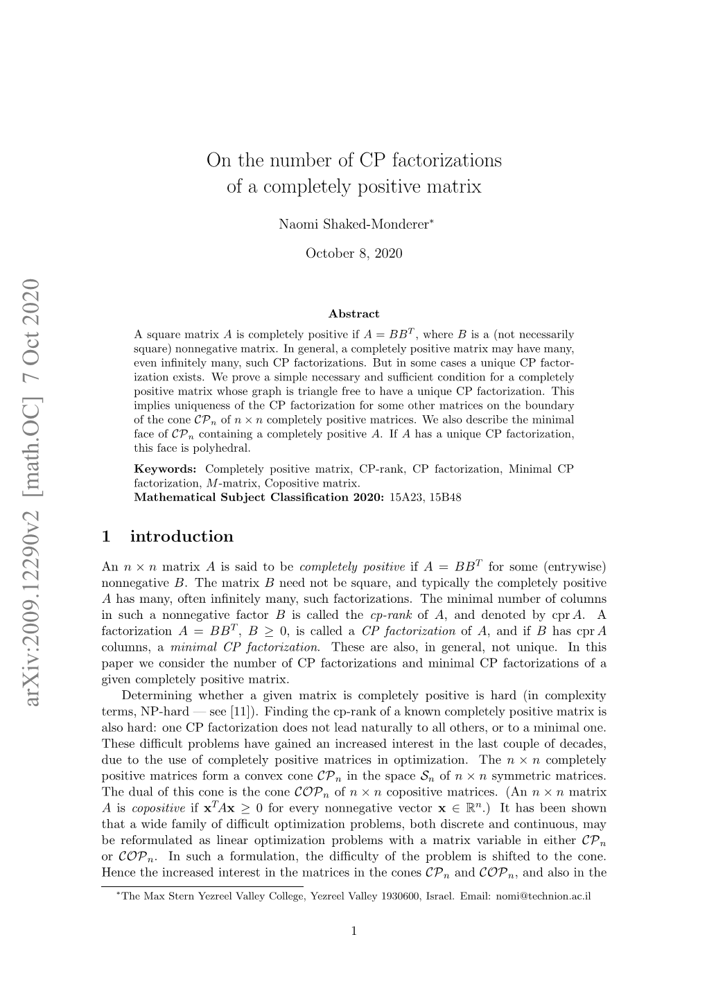 On the Number of CP Factorizations of a Completely Positive Matrix