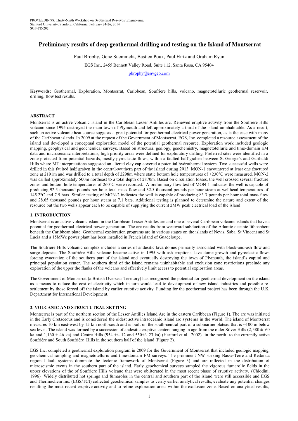 Preliminary Results of Deep Geothermal Drilling and Testing on the Island of Montserrat