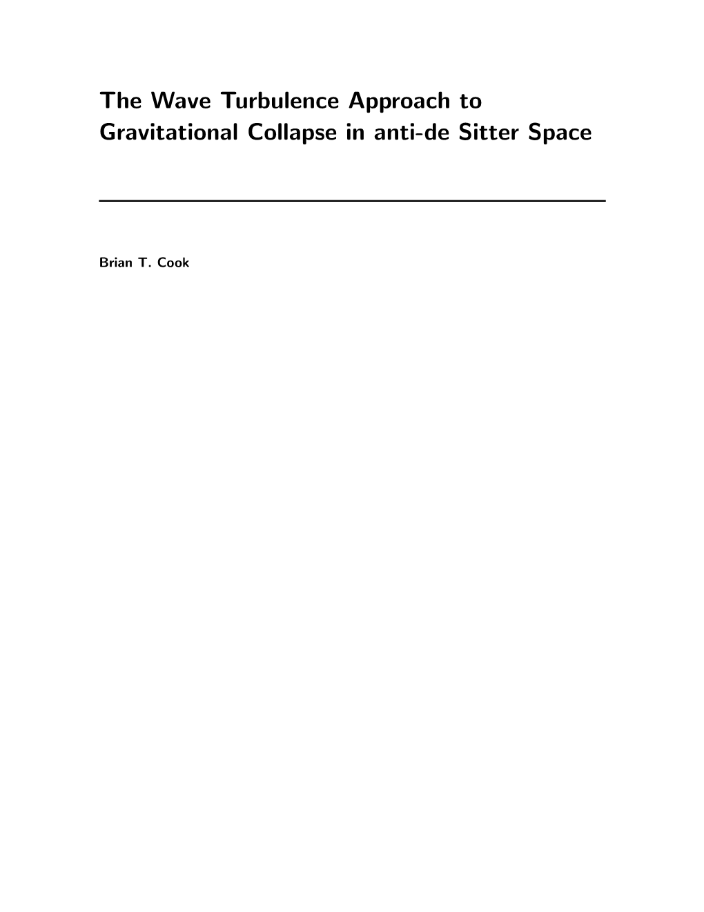 The Wave Turbulence Approach to Gravitational Collapse in Anti-De Sitter Space