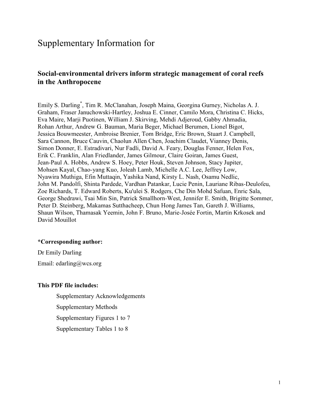 Social-Environmental Drivers Inform Strategic Management of Coral Reefs in the Anthropocene