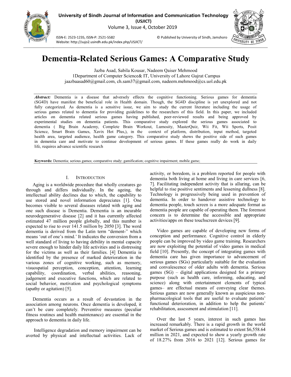 Dementia-Related Serious Games: a Comparative Study