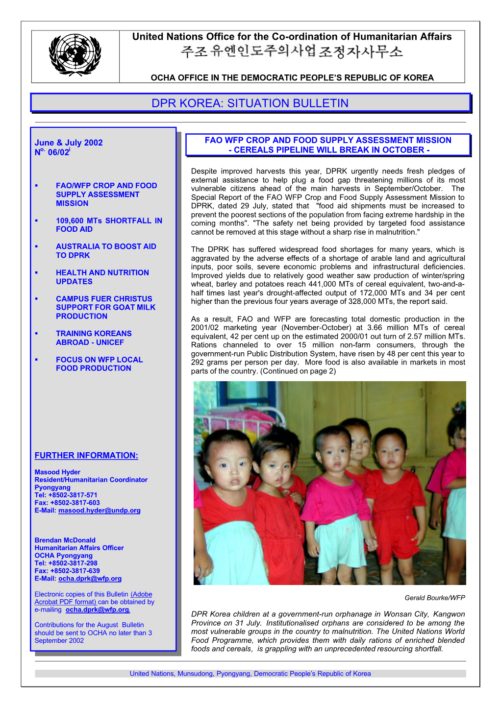OCHA DPRK Bulletin