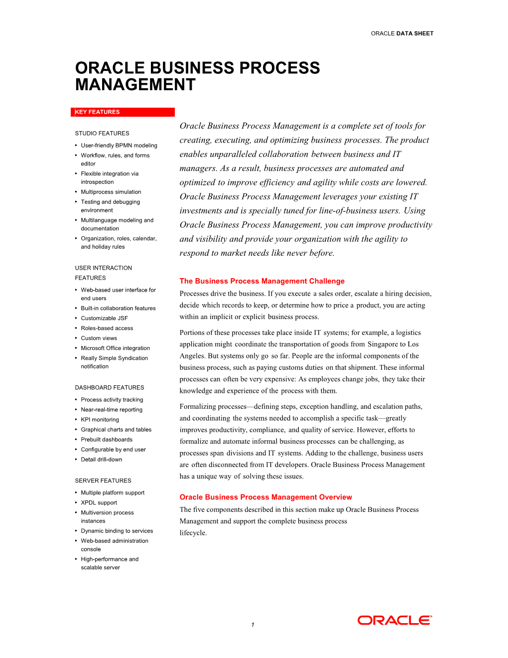 Oracle Business Process Management (PDF)