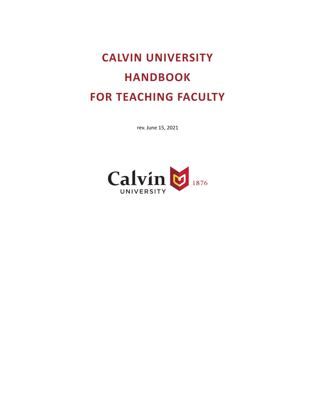 Calvin University Handbook for Teaching Faculty