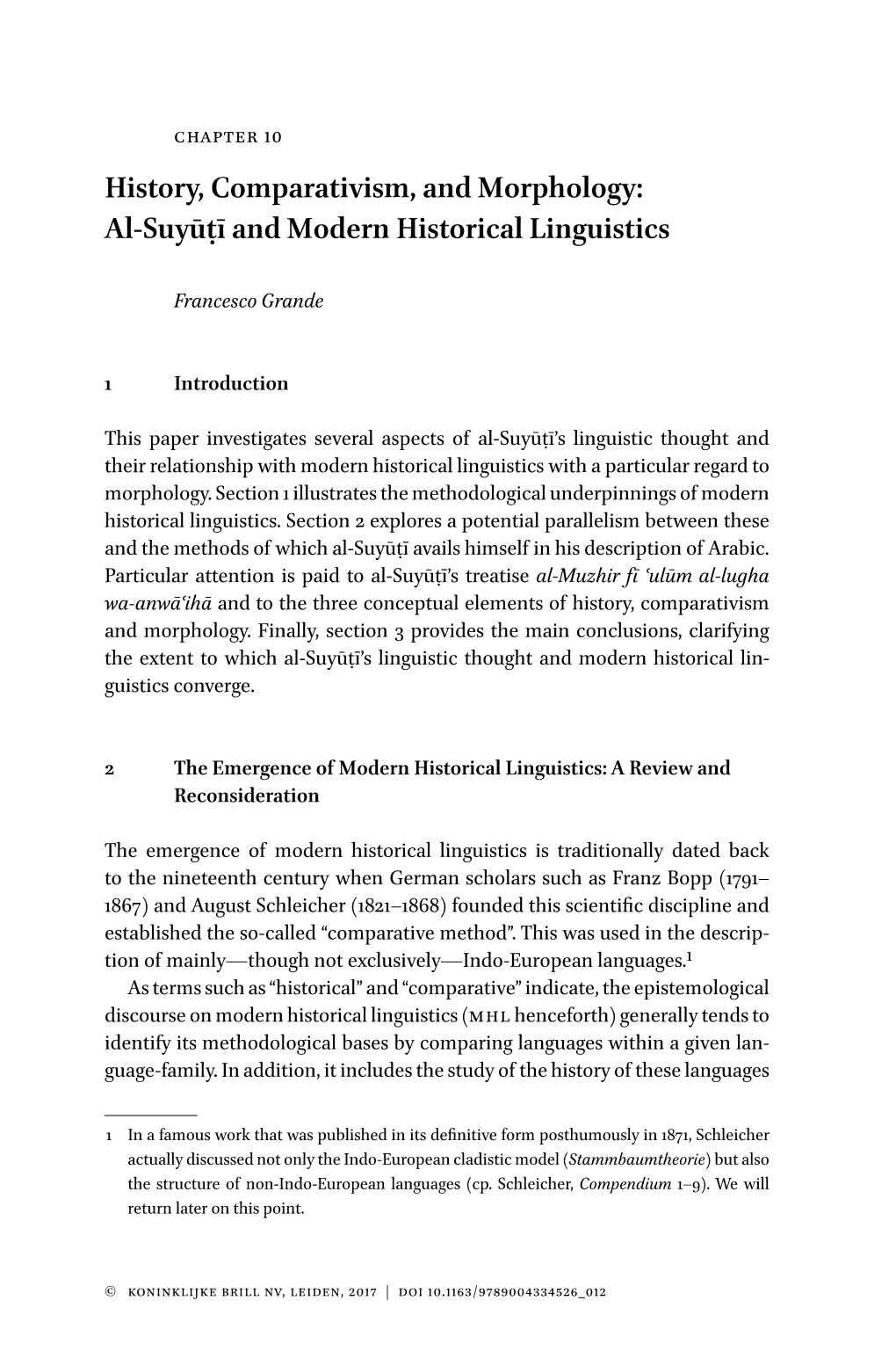 History, Comparativism, and Morphology: Al-Suyūṭī and Modern Historical Linguistics