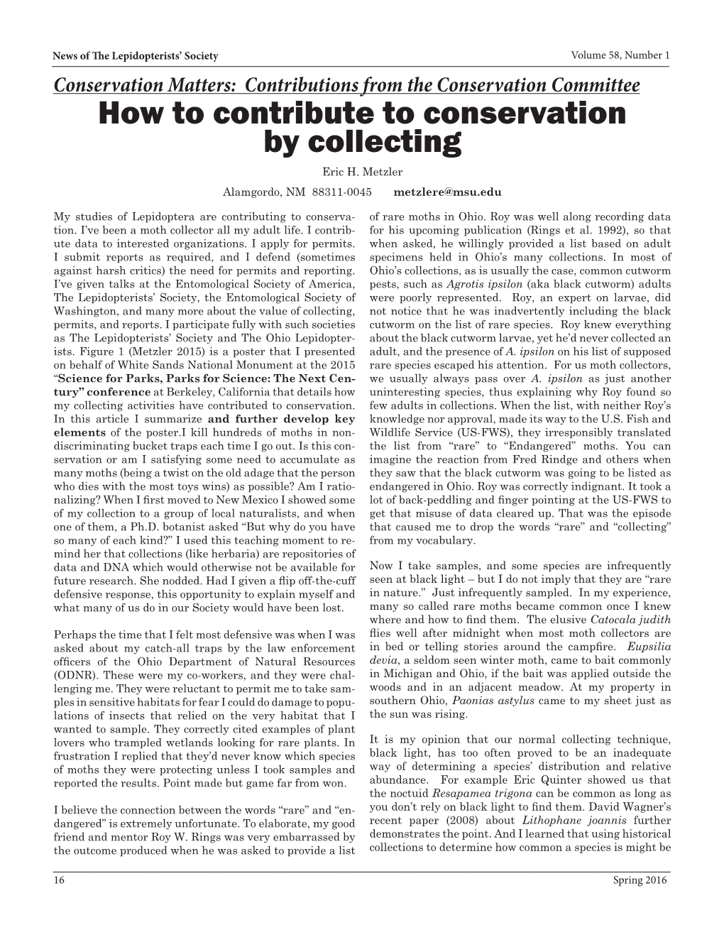 How to Contribute to Conservation by Collecting Eric H