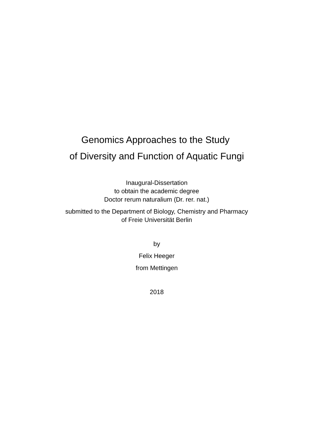 Genomics Approaches to the Study of Diversity and Function of Aquatic Fungi