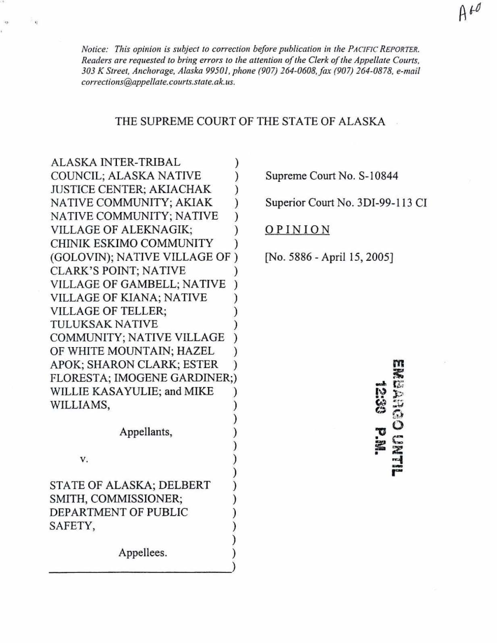 Alaska Inter-Tribal Council, Et. Al. V. State Supreme Court Opinion