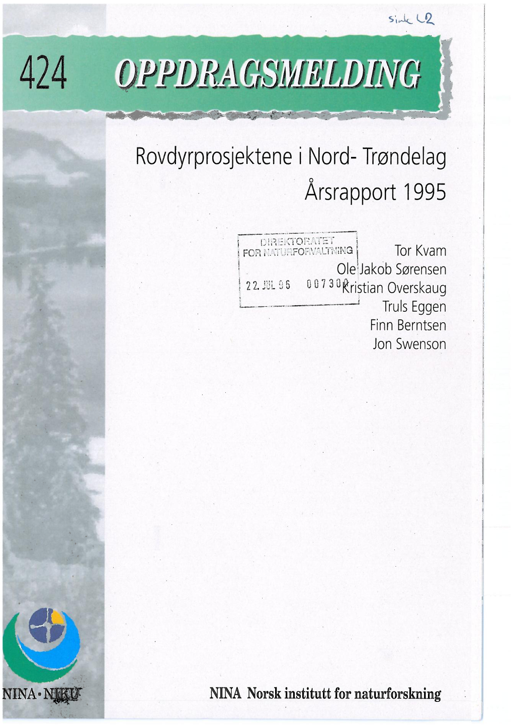 Rovdyrprosjektene I Nord- Trøndelag Årsrapport 1995