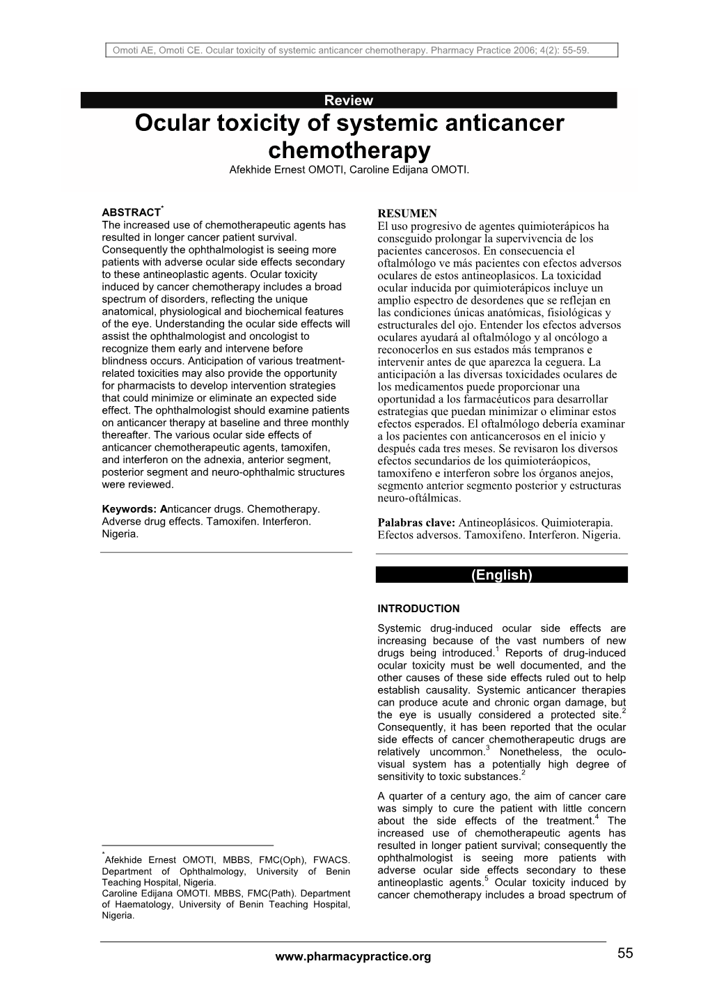 Ocular Toxicity of Systemic Anticancer Chemotherapy