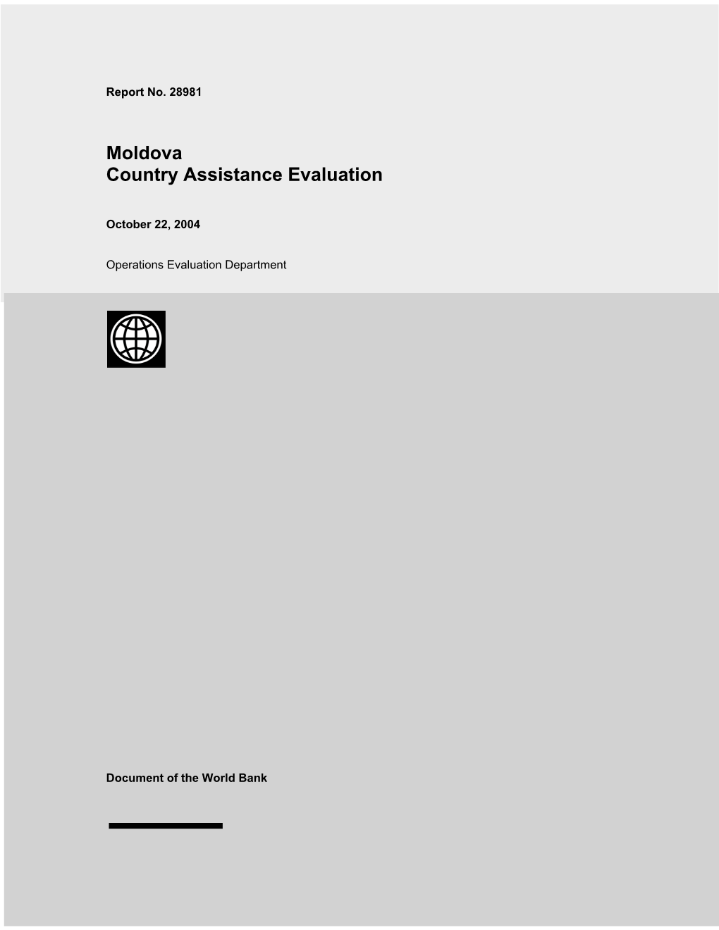 Moldova Country Assistance Evaluation