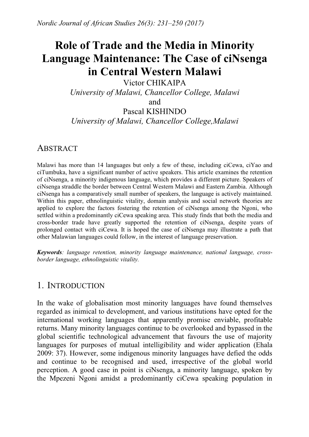 Role of Trade and the Media in Minority Language Maintenance