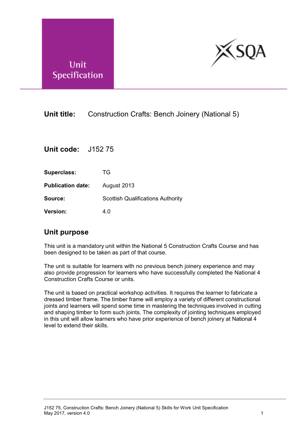 Bench Joinery (National 5)