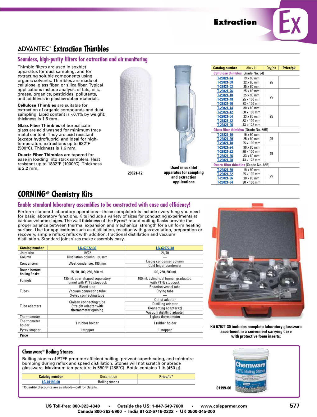 CORNING® Chemistry Kits Extraction Thimbles