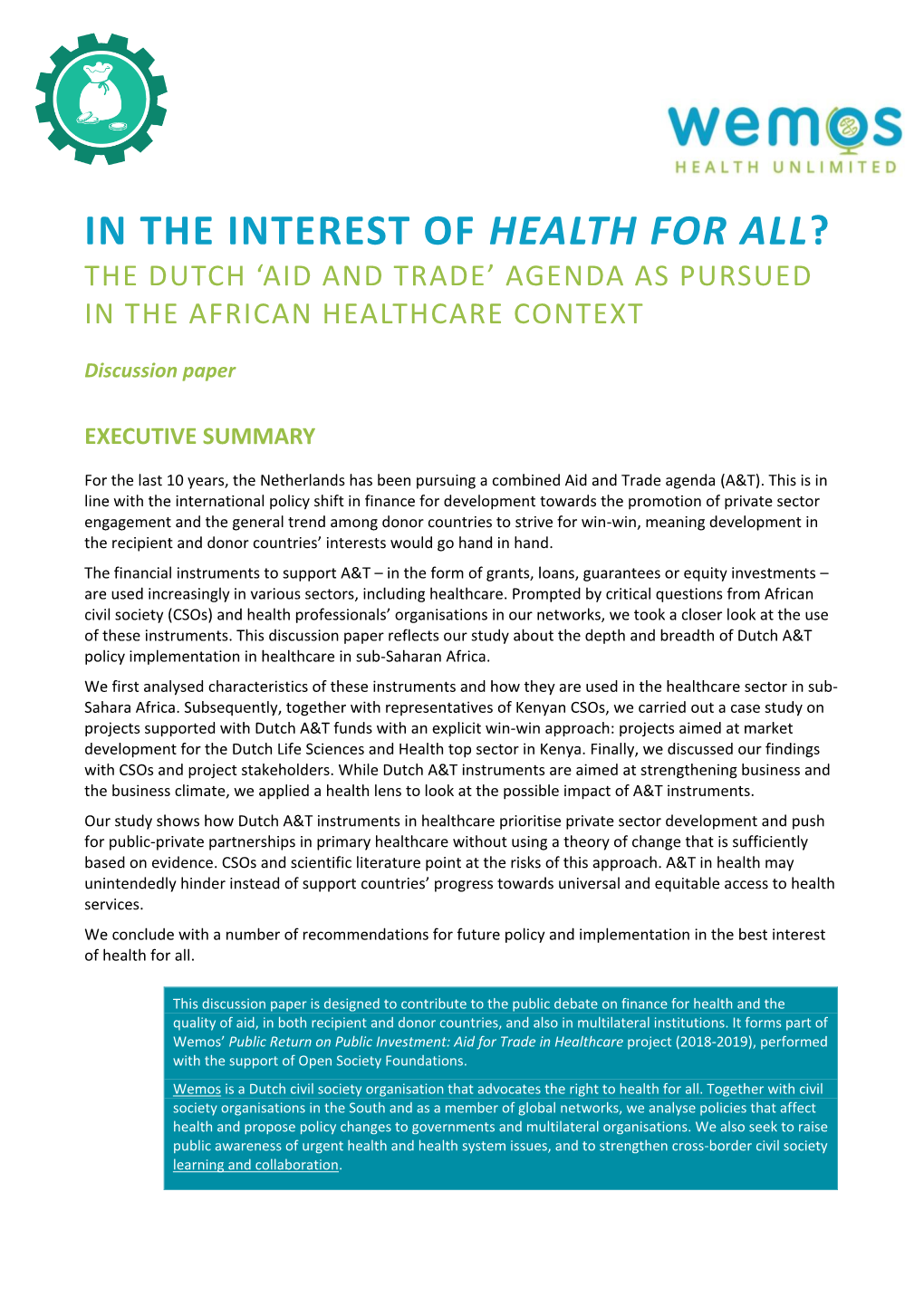 'In the Interest of Health for All? the Dutch 'Aid