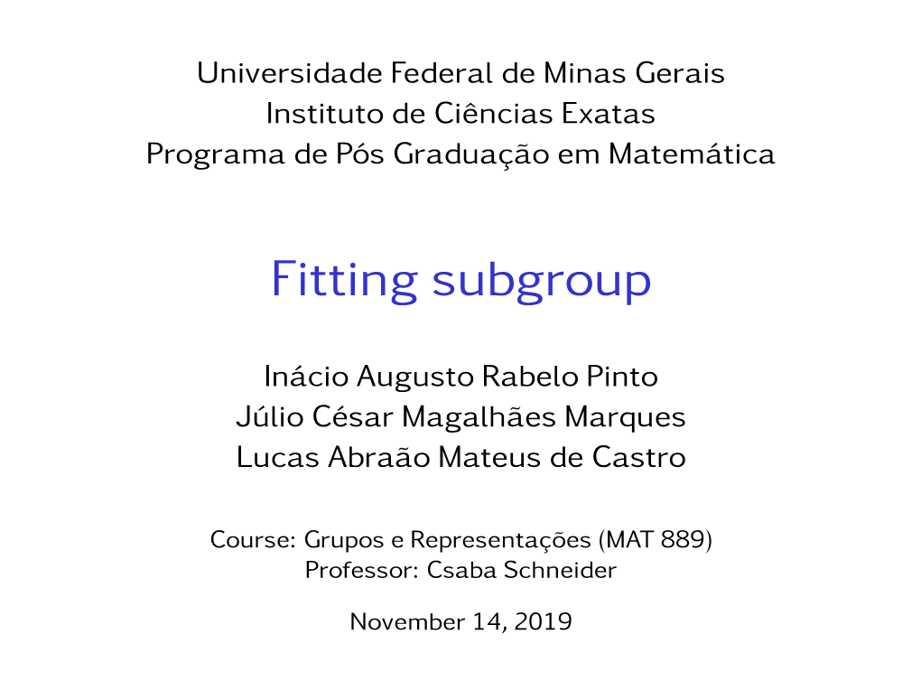 Fitting Subgroup