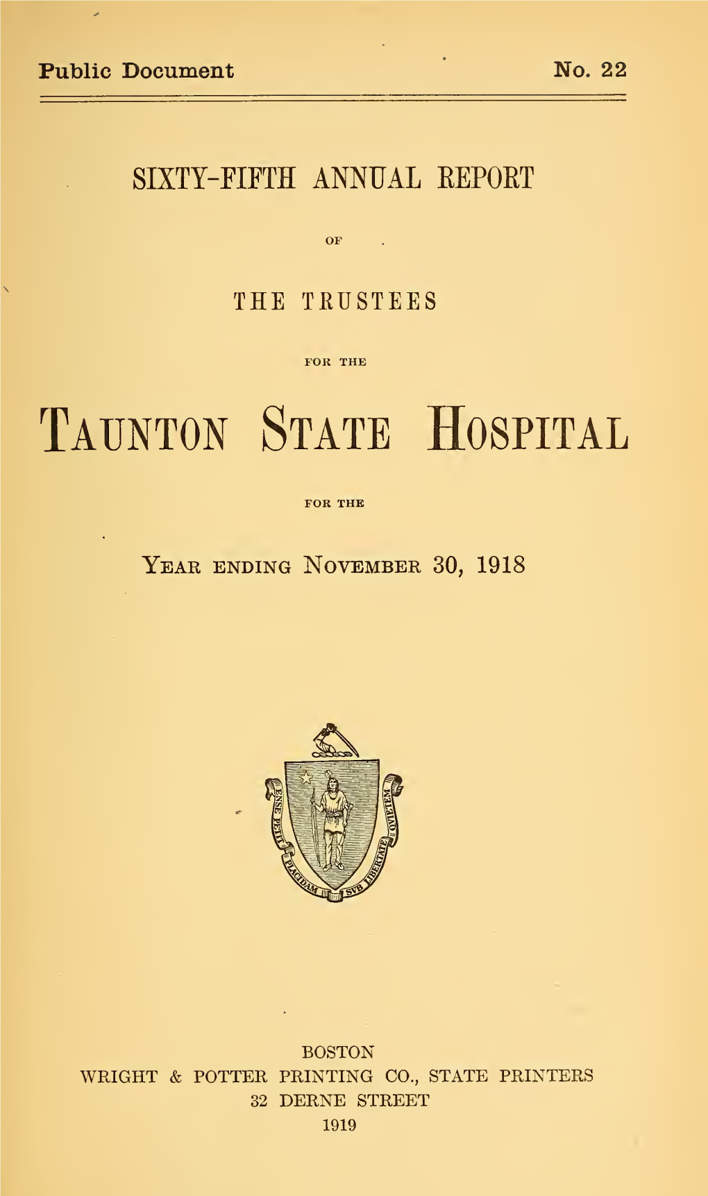 Annual Report of the Trustees of the Taunton State Hospital