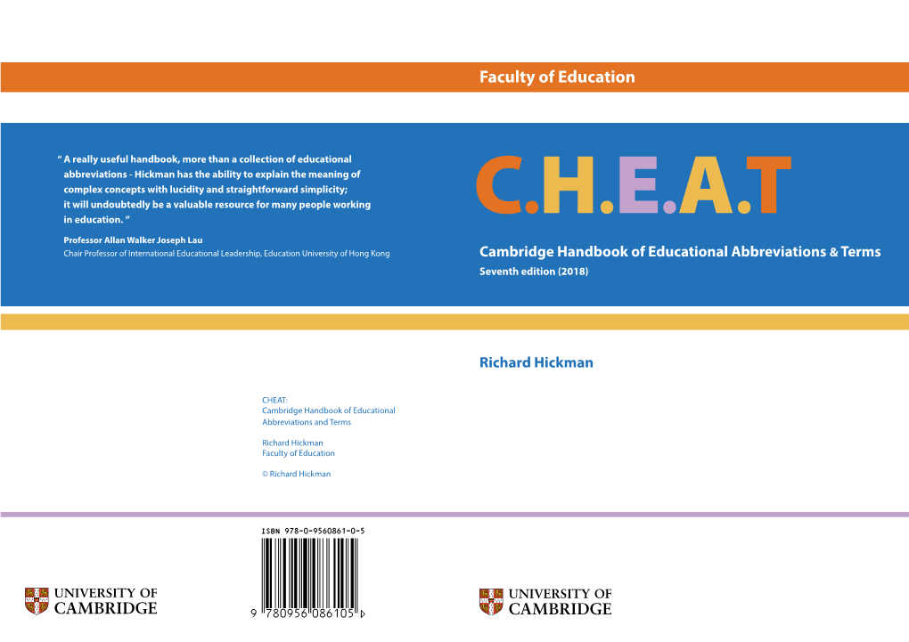 CHEAT: the Cambridge Handbook of Educational Abbreviations And