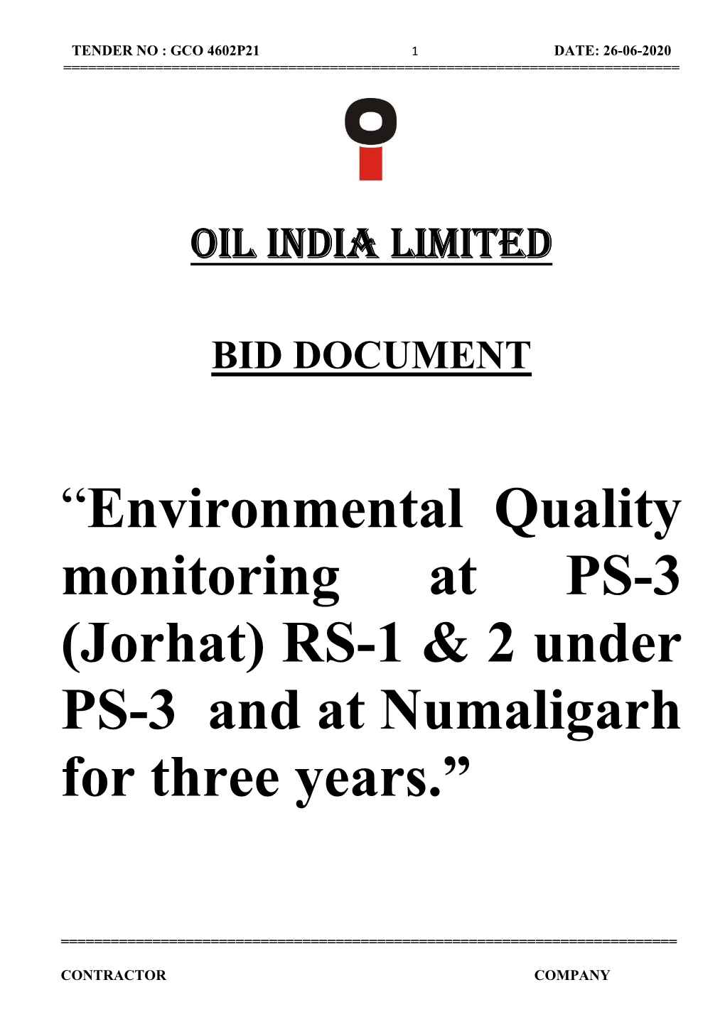 “Environmental Quality Monitoring at PS-3 (Jorhat) RS-1 & 2 Under PS-3