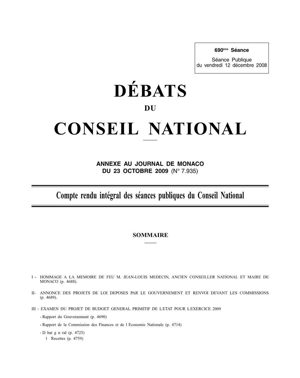 Débats Conseil National