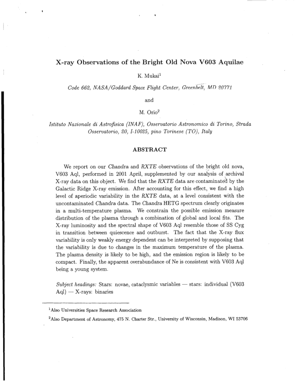 X-Ray Observations of the Bright Old Nova V603 Aquilae