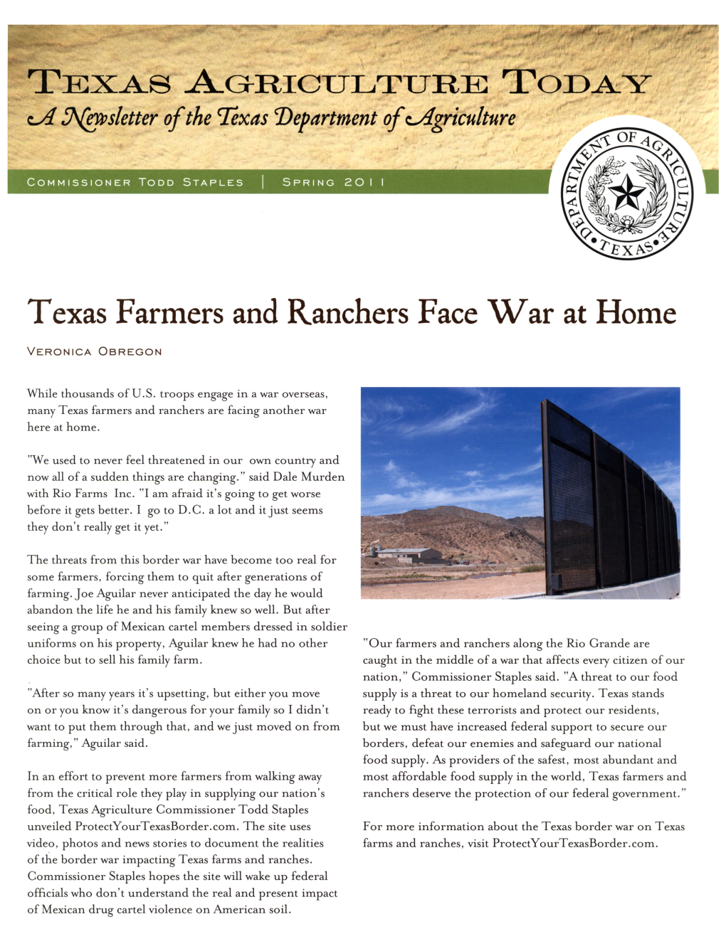 AGRICULTURE TODAY Texas Farmers and Ranchers Face War At