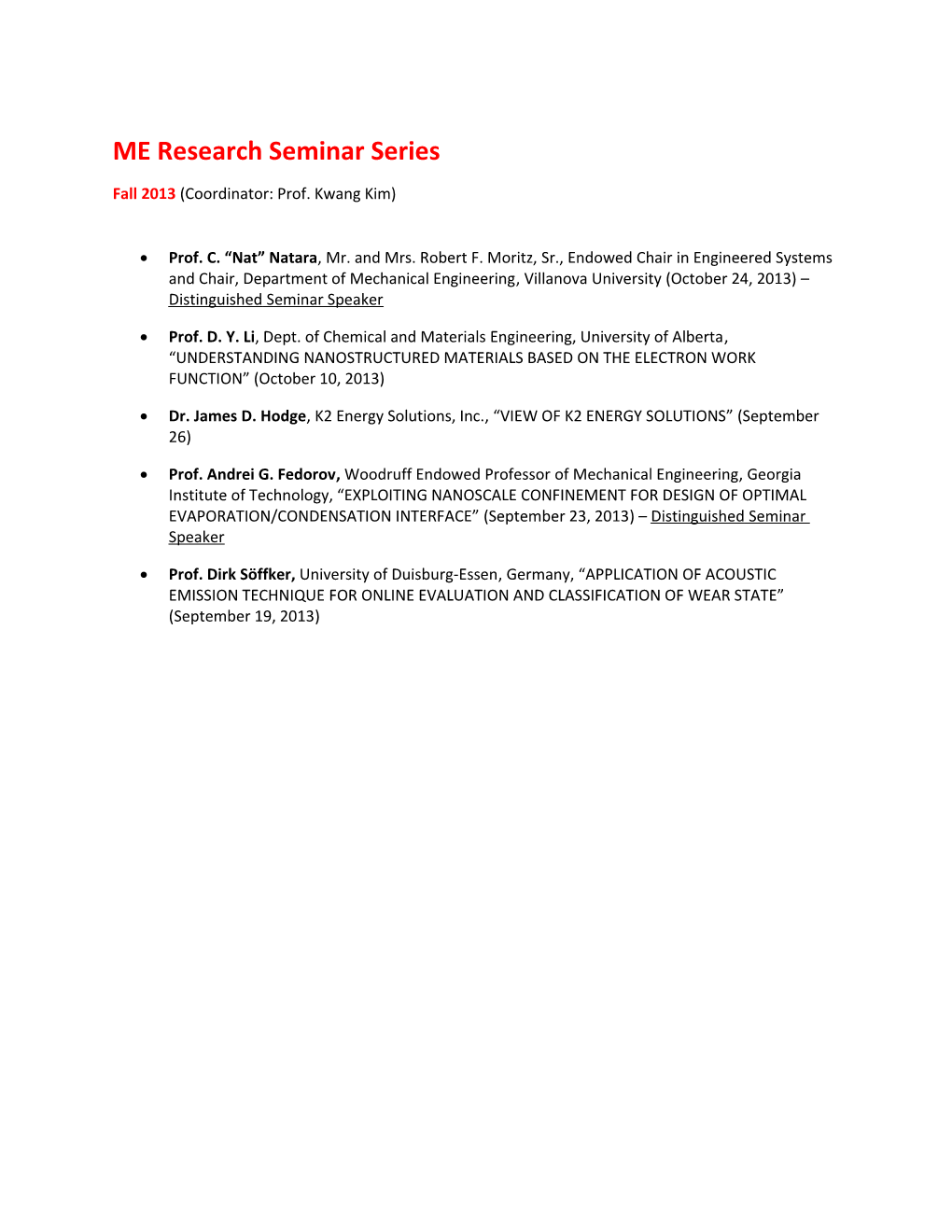 ME Research Seminar Series