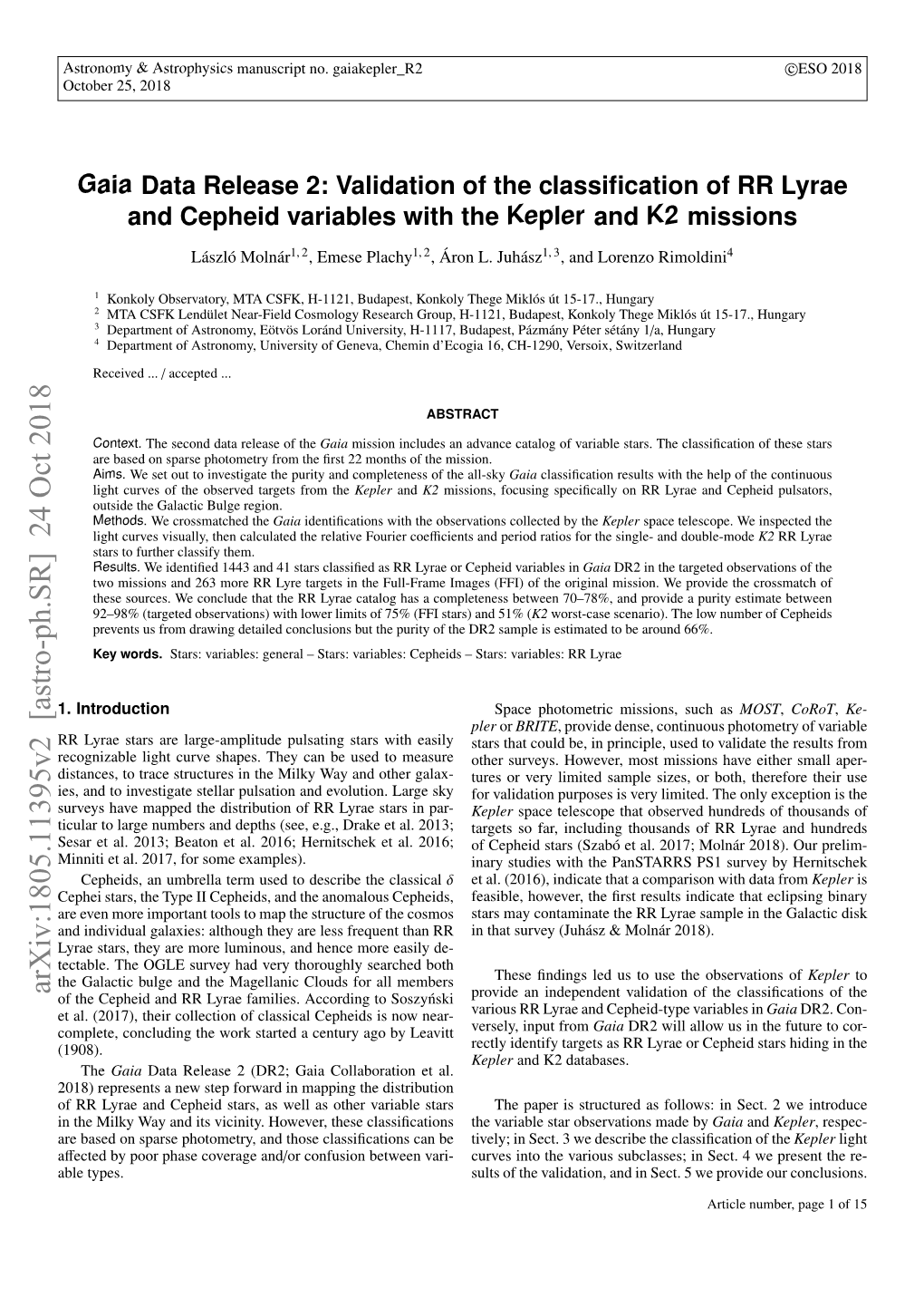 Gaia Data Release 2: Validation of the Classification of RR Lyrae and Cepheid Variables with the Kepler and K2 Missions