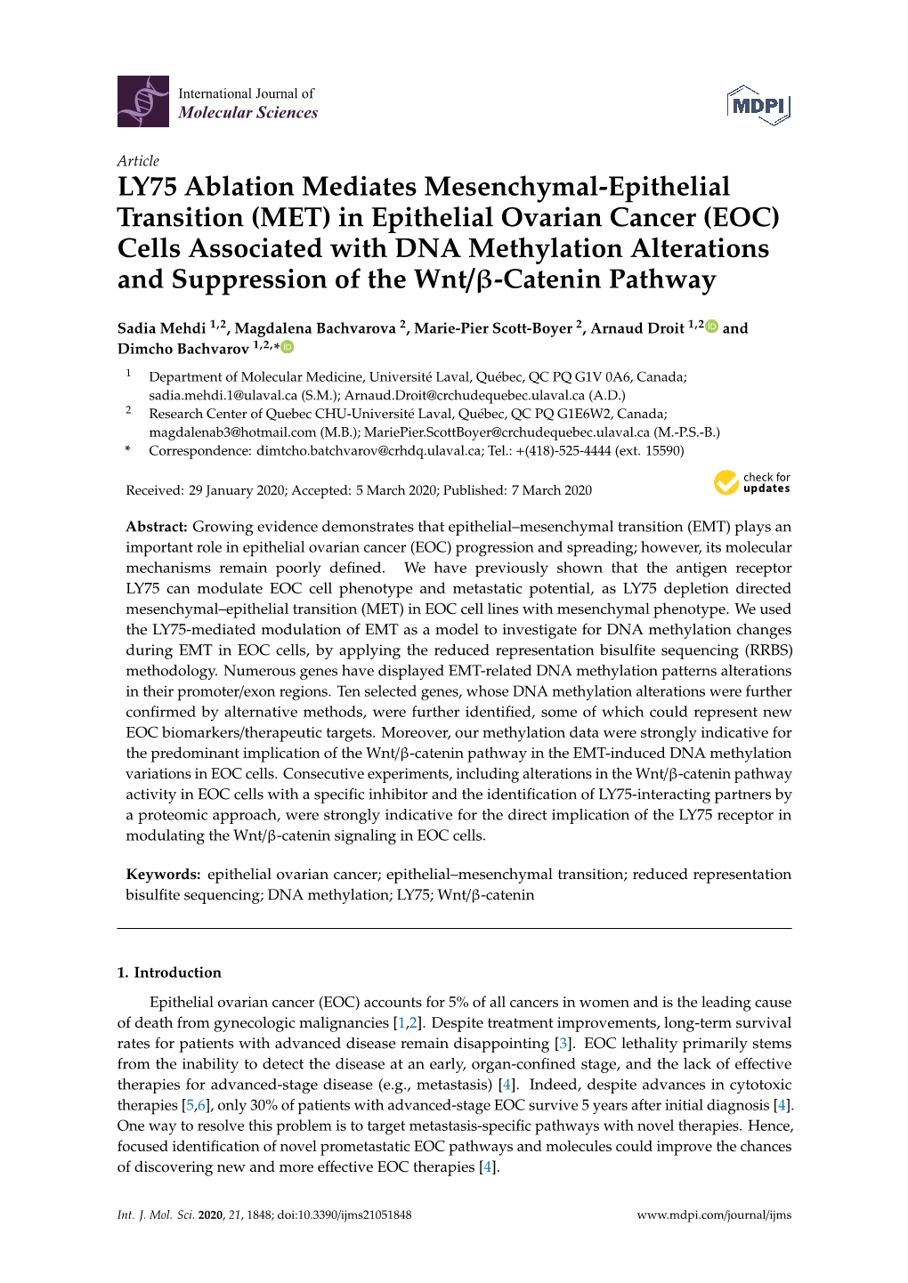 LY75 Ablation Mediates Mesenchymal-Epithelial Transition (MET)