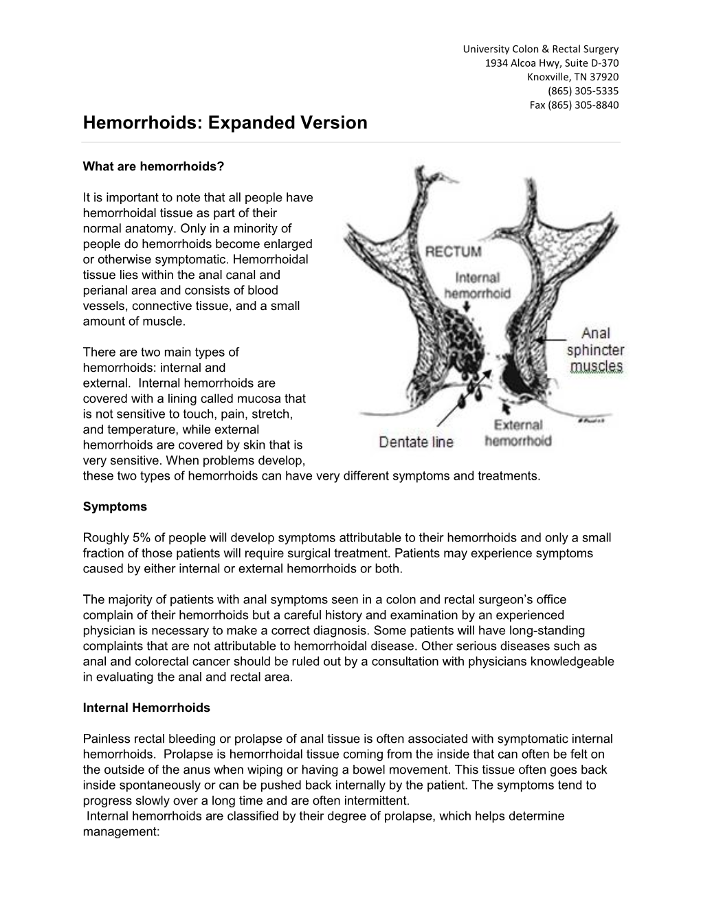Hemorrhoids: Expanded Version
