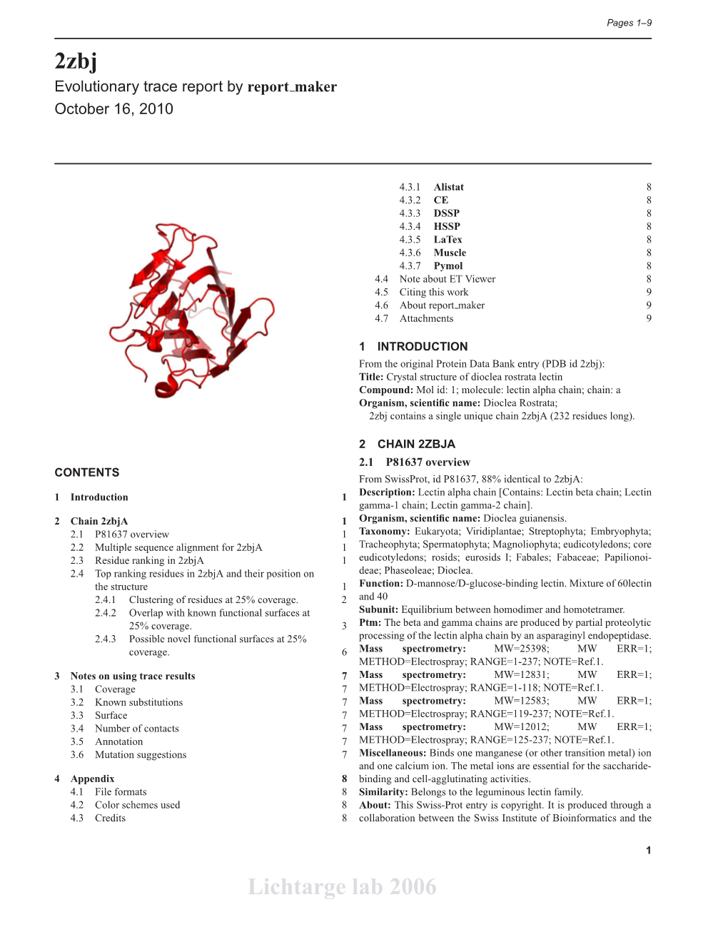 2Zbj Lichtarge Lab 2006