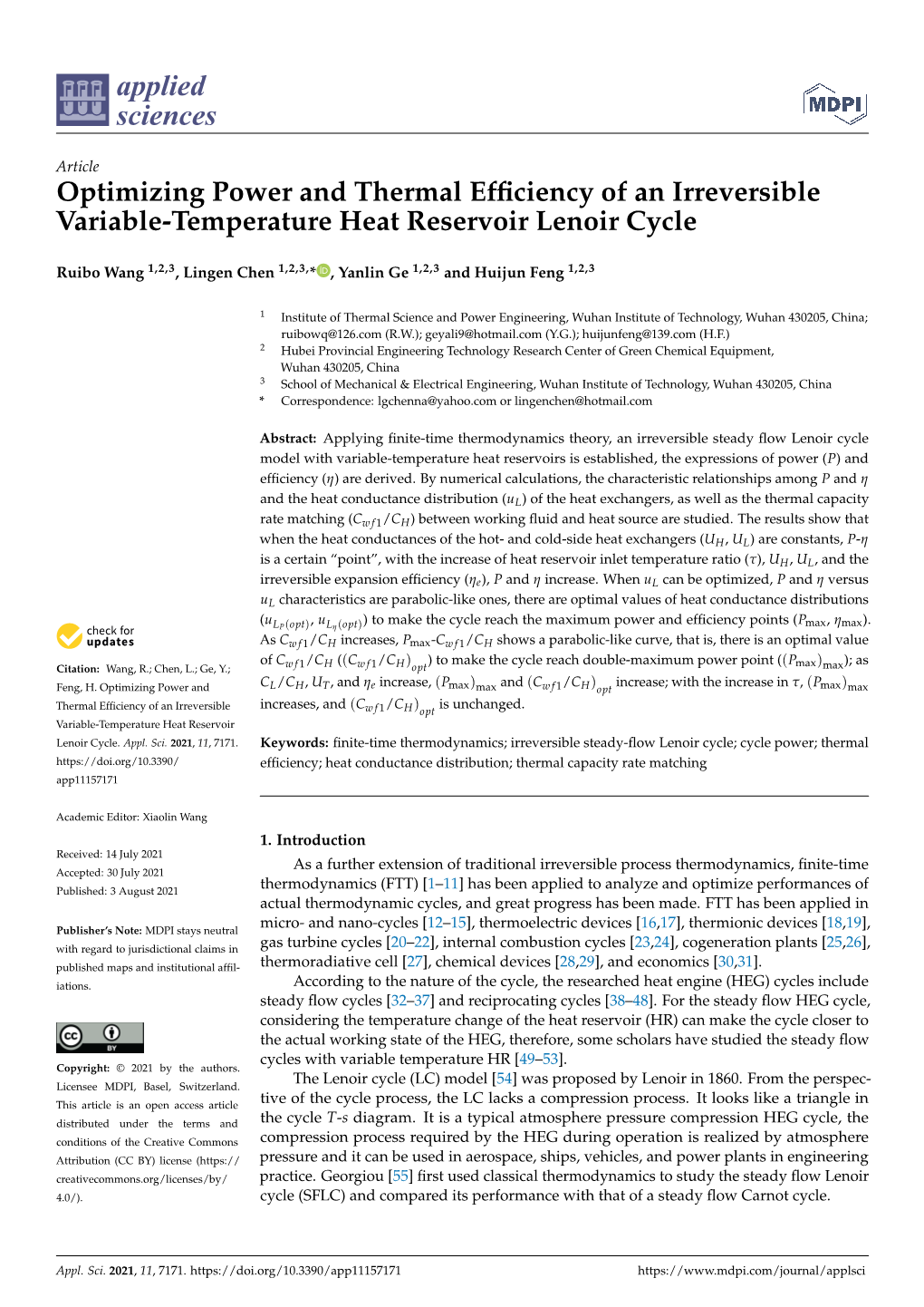 Optimizing Power and Thermal Efficiency of an Irreversible Variable