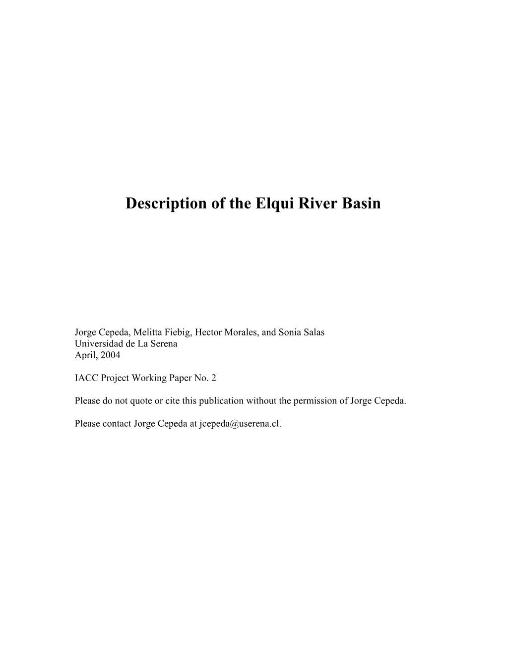 Description of the Elqui River Basin