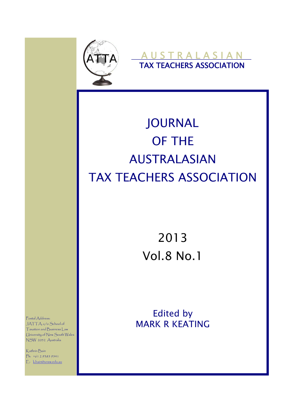 Journal of the Australasian Tax Teachers Association