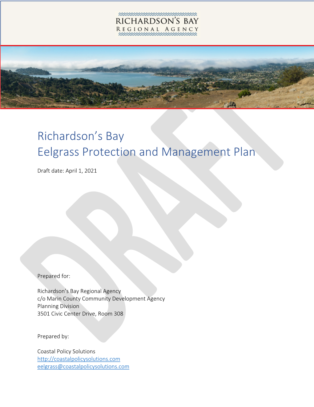 Richardson's Bay Eelgrass Protection and Management Plan