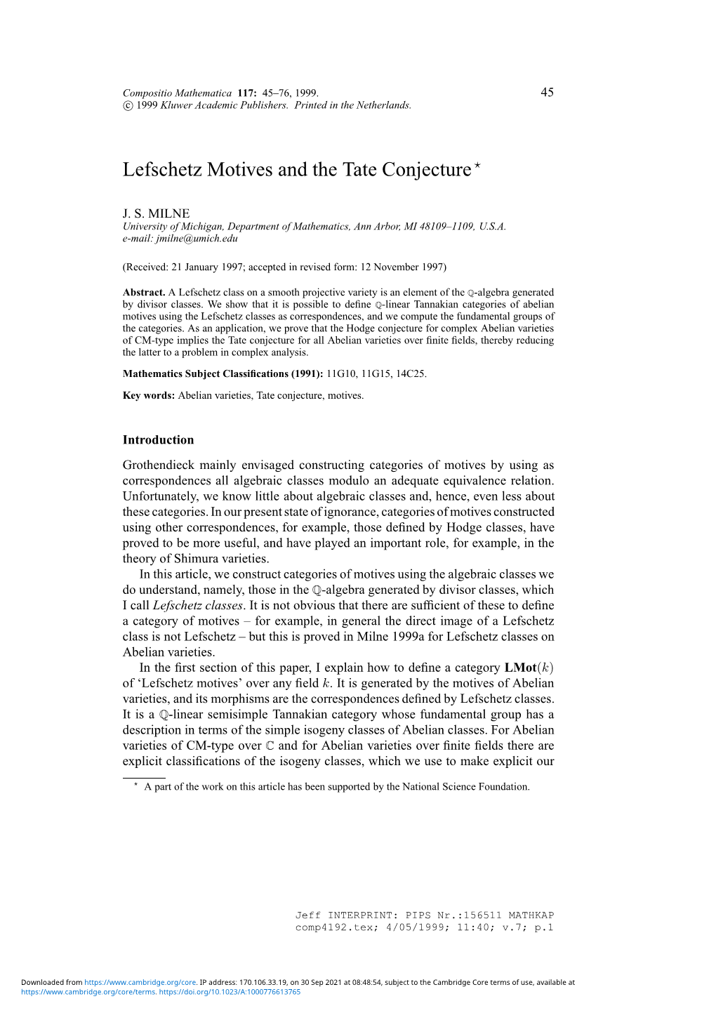 Lefschetz Motives and the Tate Conjecture ?