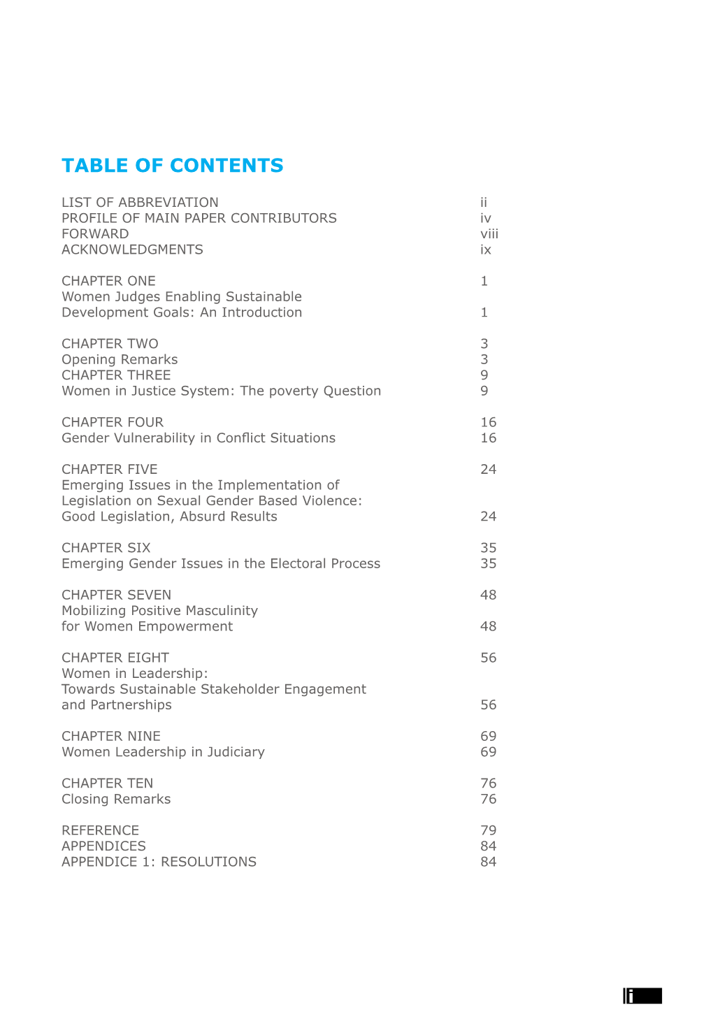 Table of Contents